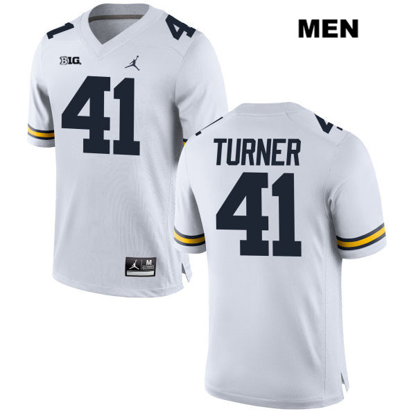 Men's NCAA Michigan Wolverines Christian Turner #41 White Jordan Brand Authentic Stitched Football College Jersey OH25K60IJ